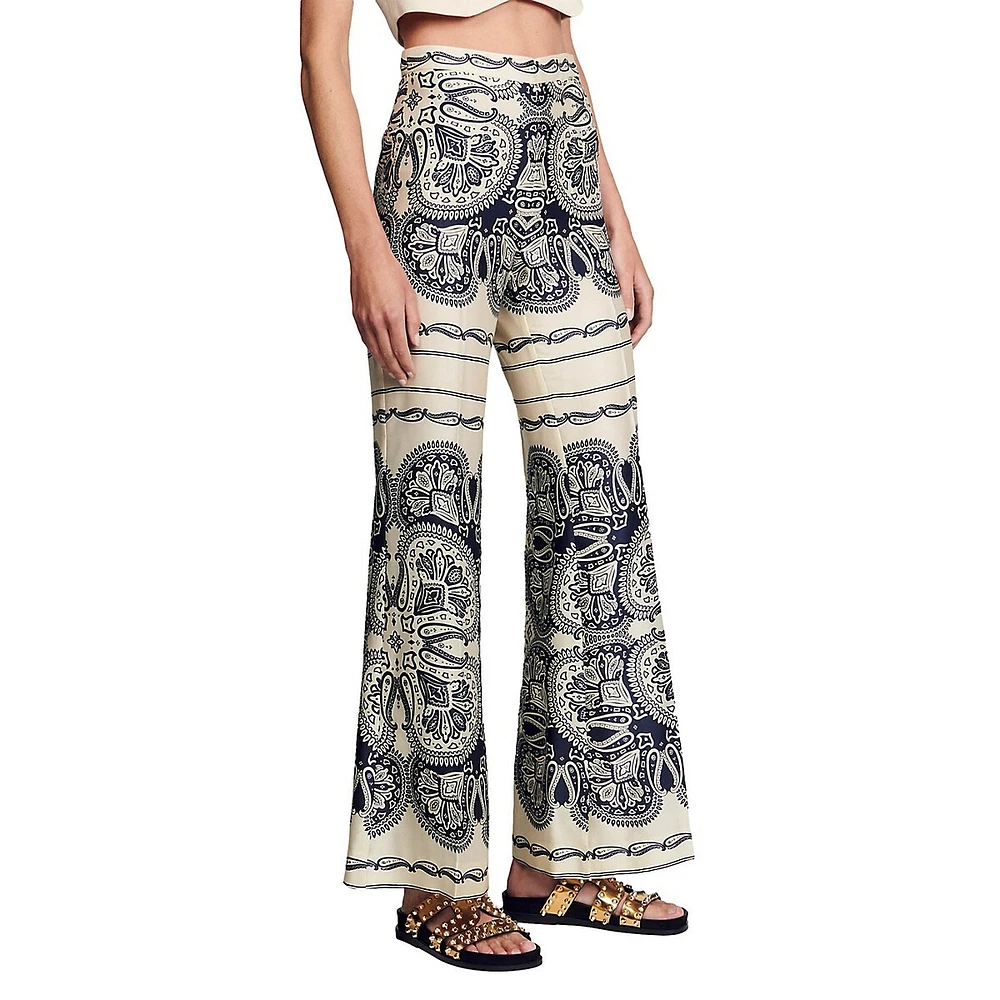 Teylor Bandana-Print Flared Pants