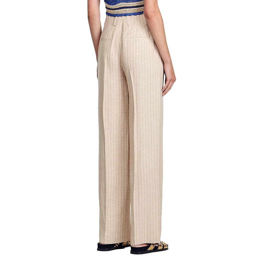 Ronyte Pleated Pinstriped Pants