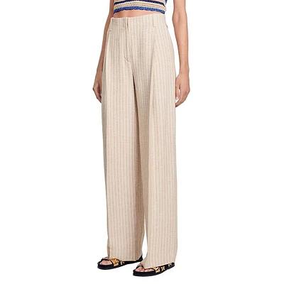 Ronyte Pleated Pinstriped Pants