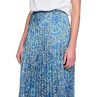 Anjel Pleated Floral Midi Skirt