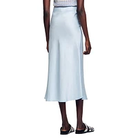 Skyn Satin-Effect Linen-Blend Midi Skirt