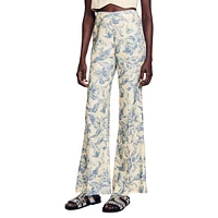 Joseph Printed Viscose-Linen Flare Pants