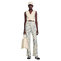 Joseph Printed Viscose-Linen Flare Pants