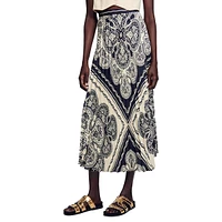 Teylana Henne Bandana-Print Pleated Midi Skirt