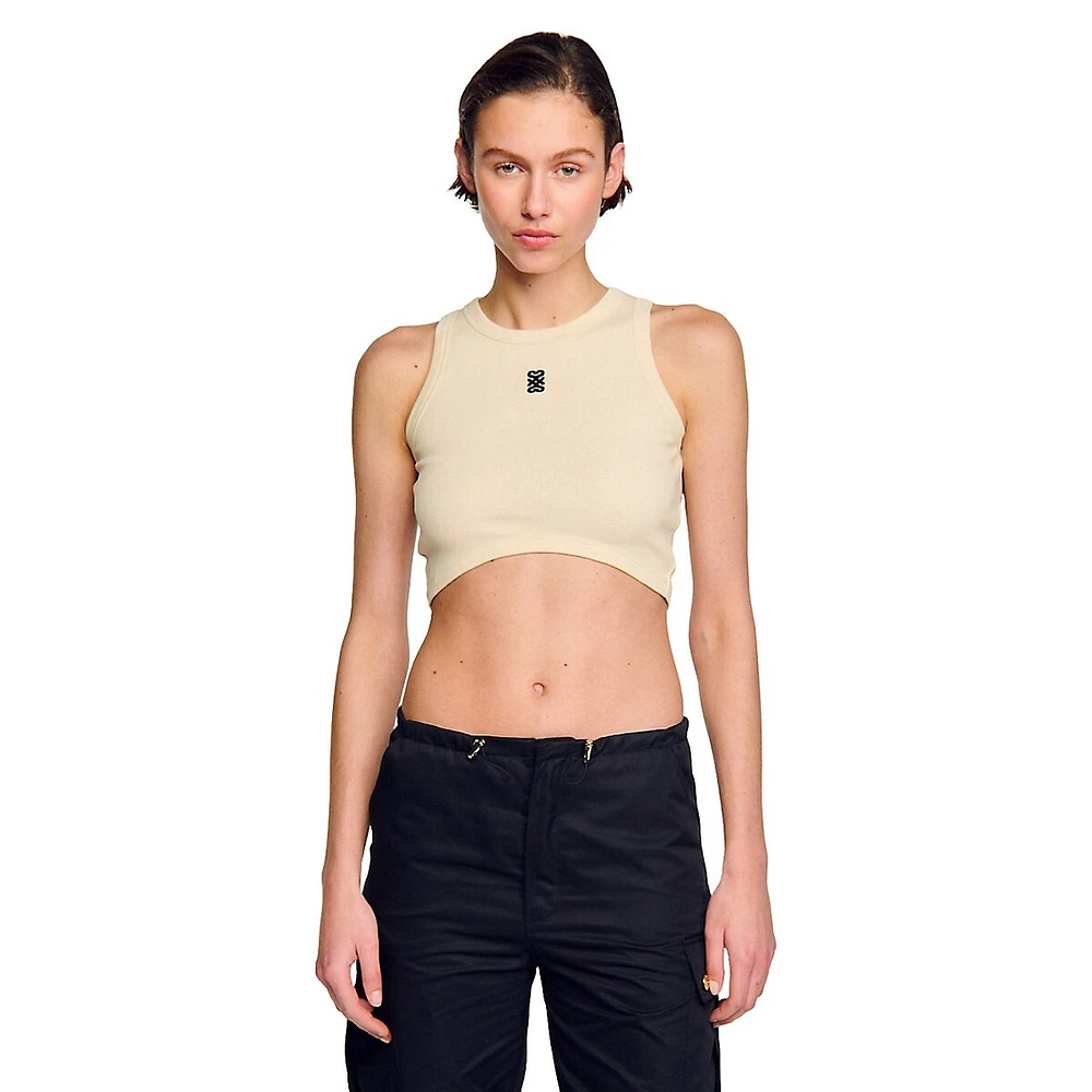 Genna Rib-Knit Cropped Tank Top