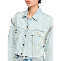 Palom Embellished Cropped Denim Jacket