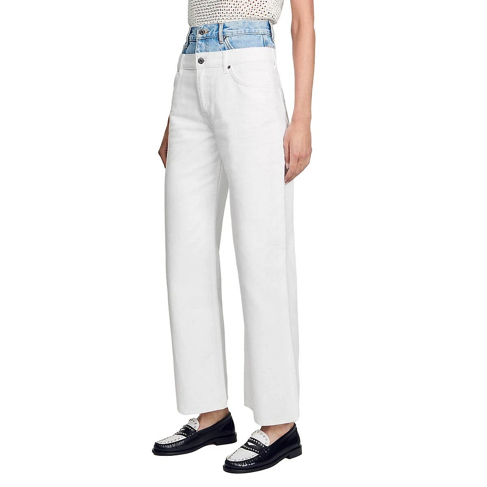 Galina Jeans Two-Tone High-Waist Straight-Leg