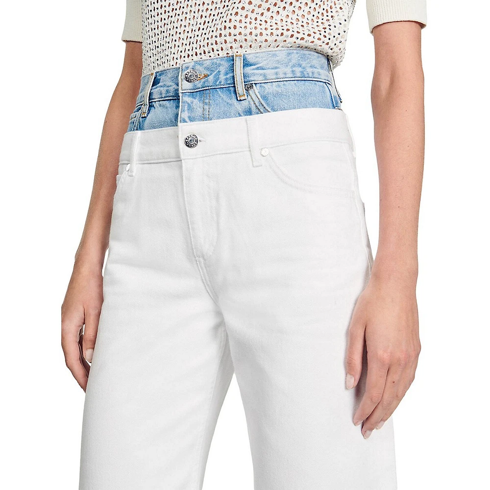 Galina Jeans Two-Tone High-Waist Straight-Leg