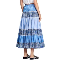 Patch Tiered A-Line Maxi Skirt