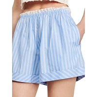 Stitch Gathered Stripe Shorts