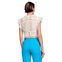 Sahar Embroidered Lace-Up Top