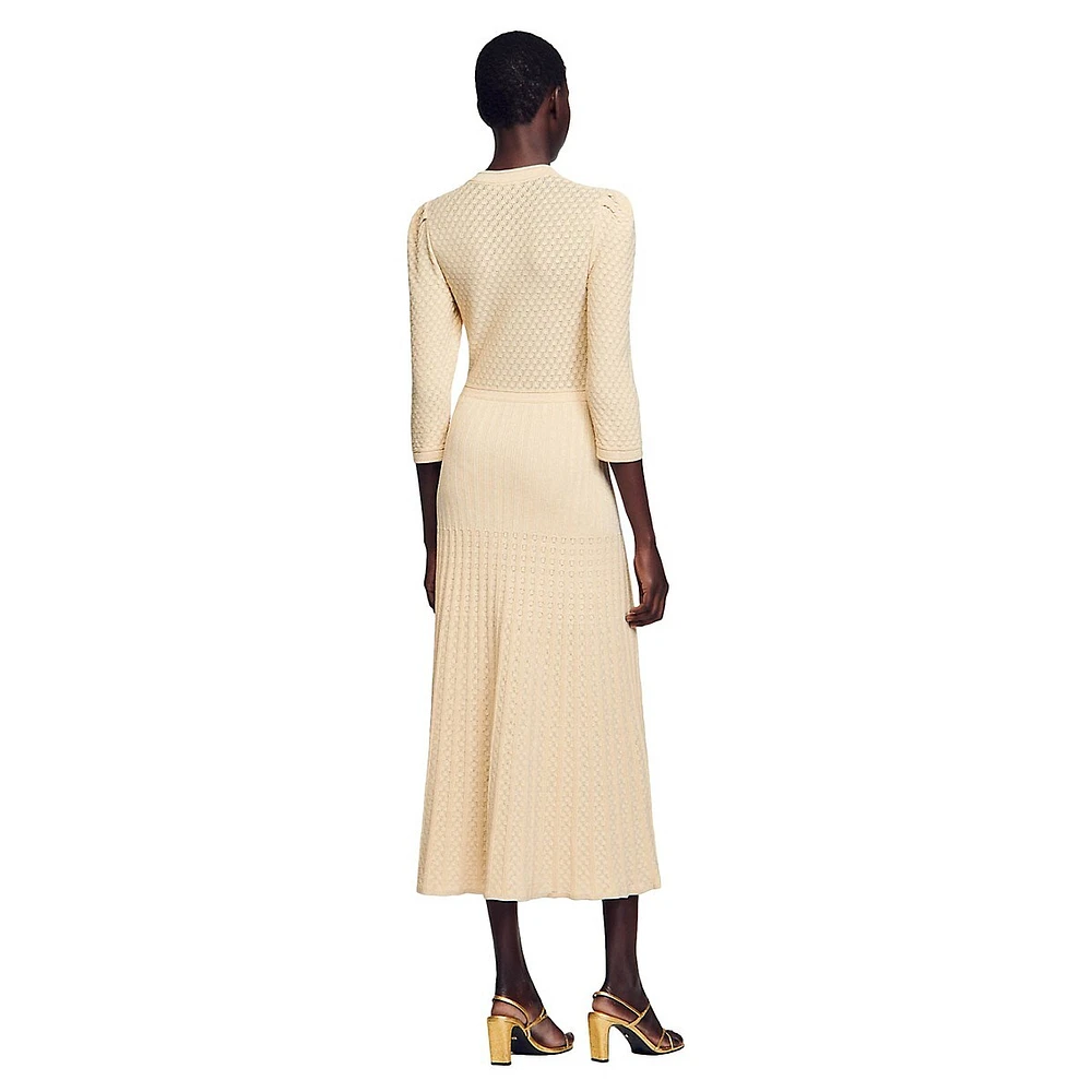 Ramia Pointelle Knit Midi Dress