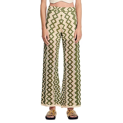 Henrik Geometric Crochet Knit Pants