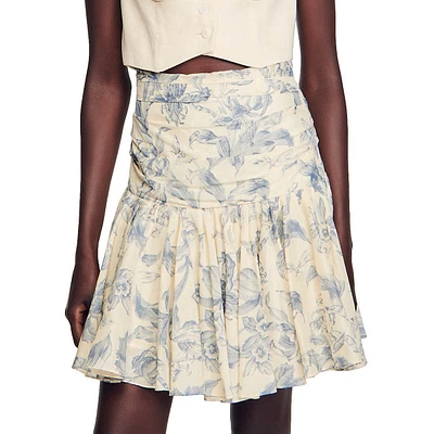 Joseynn Floral Linen-Blend Skirt