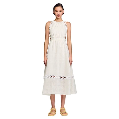 Coralie Linen-Blend Sleeveless Midi Dress