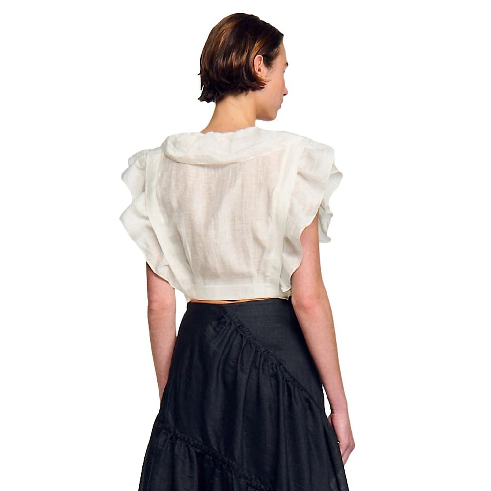 Folie Cropped Ruffle Top