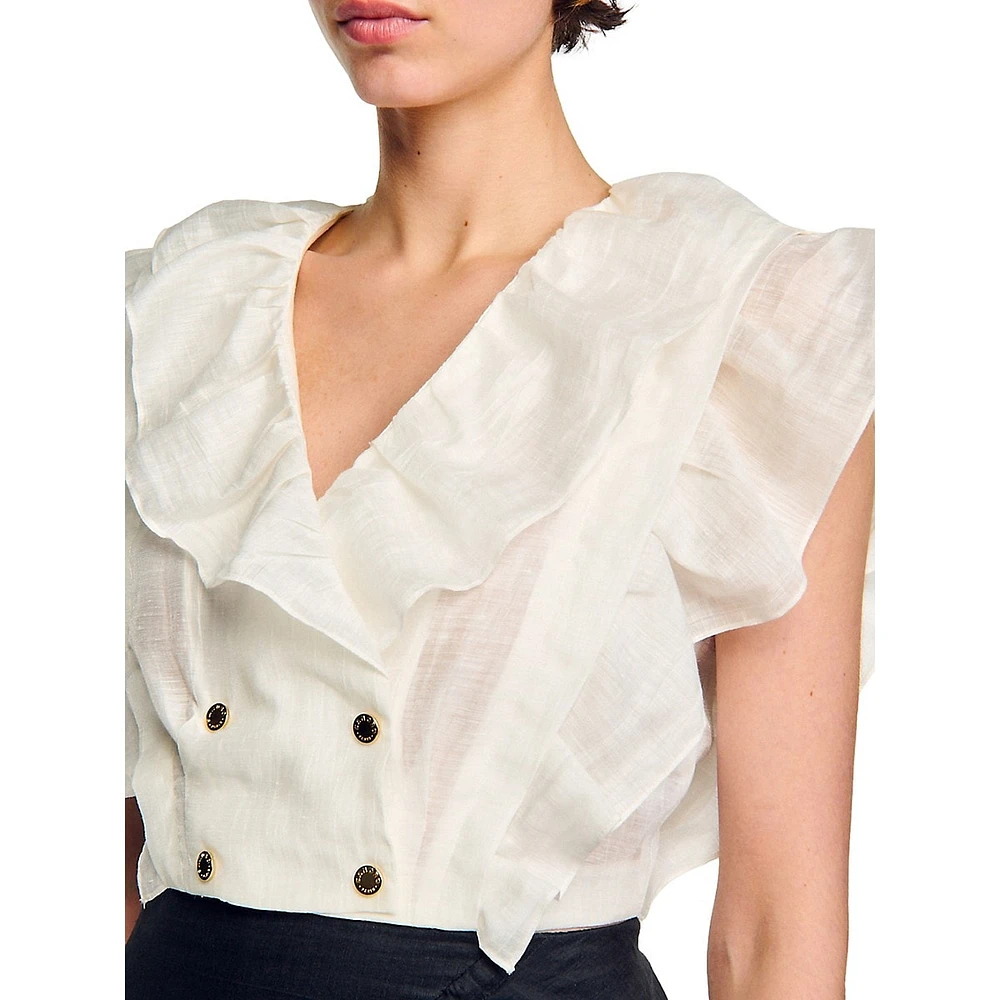 Folie Cropped Ruffle Top