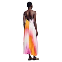 Sunny Pleated Ombré Strappy Maxi Dress