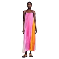 Sunny Pleated Ombré Strappy Maxi Dress