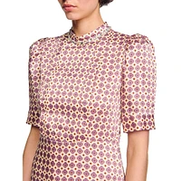 Jayani Embellished-Neck Print Dress