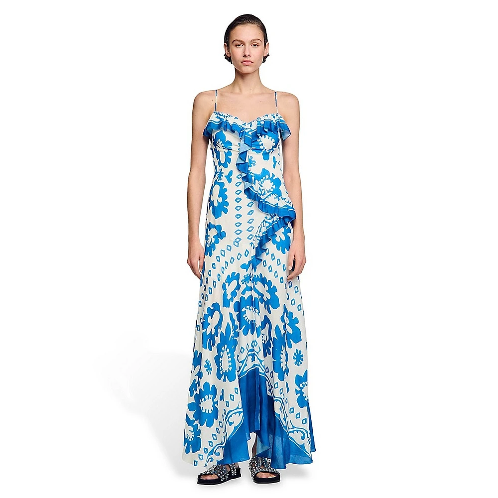 Zarelle Ruffled Print Gown