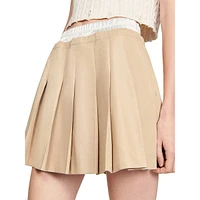 Salome Two-Tone Pleated Skater Skirt