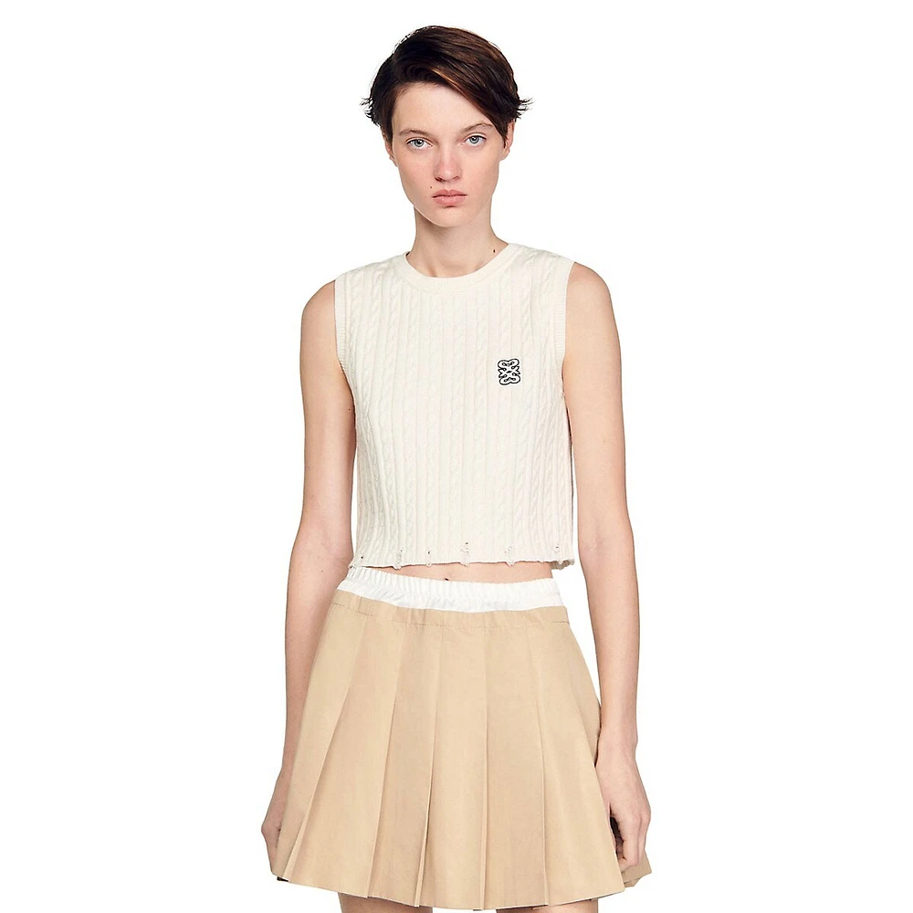 Salome Two-Tone Pleated Skater Skirt