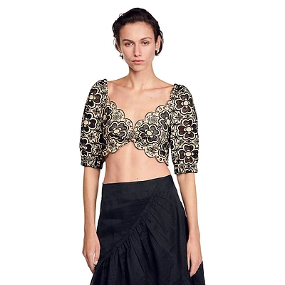 Mathie Embroidered Shrug Top