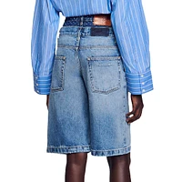 Kitten Double-Waist Denim Shorts