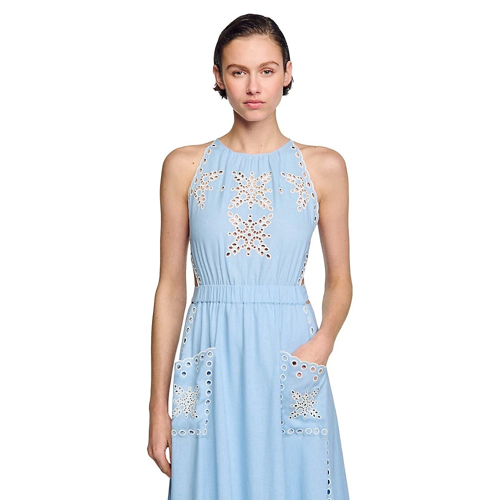 Calypso Sleeveless Eyelet Maxi Dress