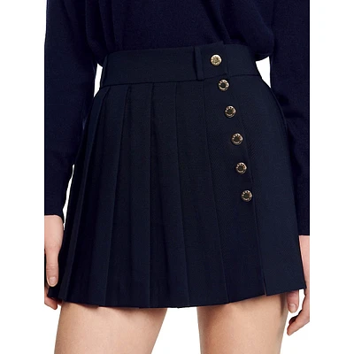 Ashly Buttoned Pleated Mini Skirt