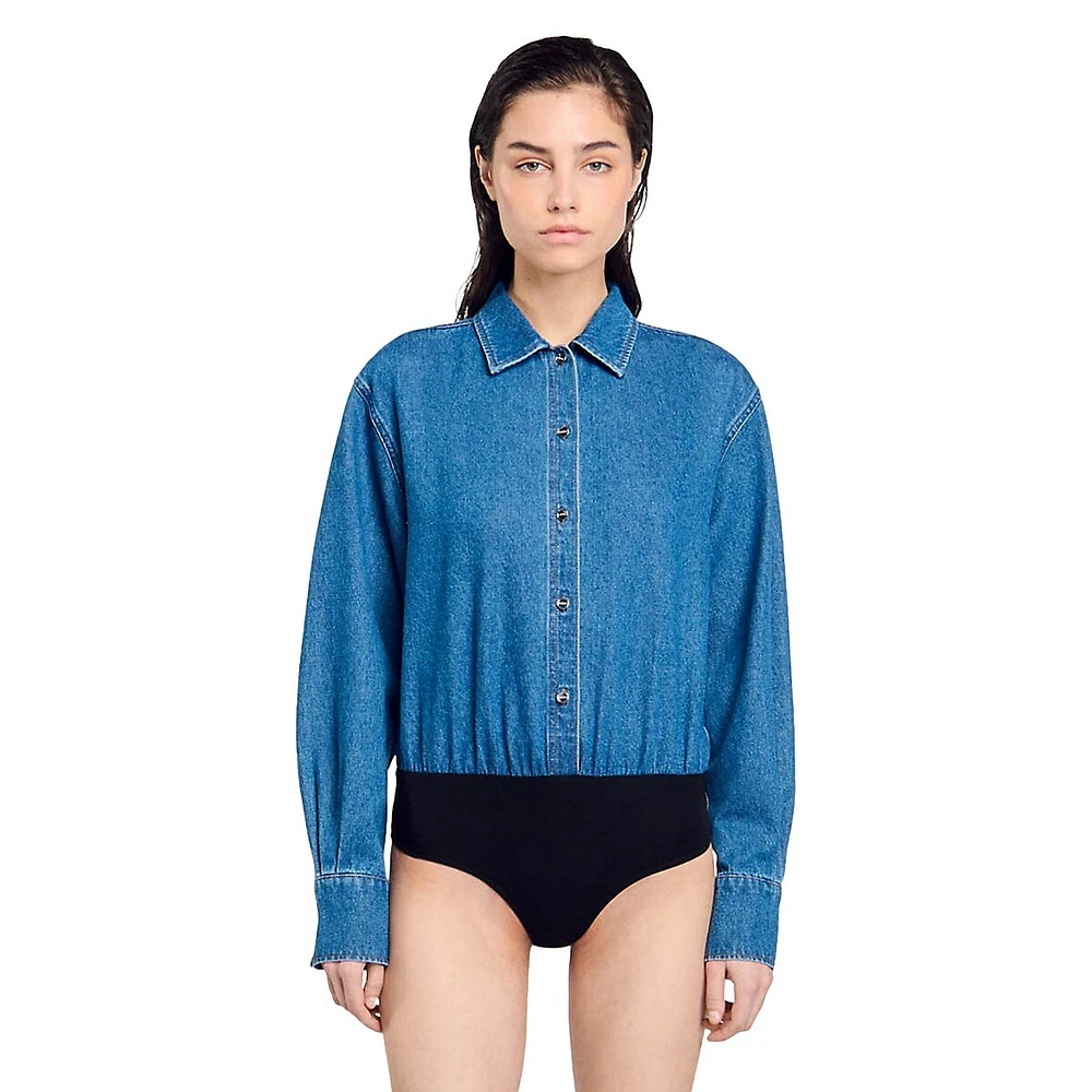 Fullmoon Denim Shirt Bodysuit