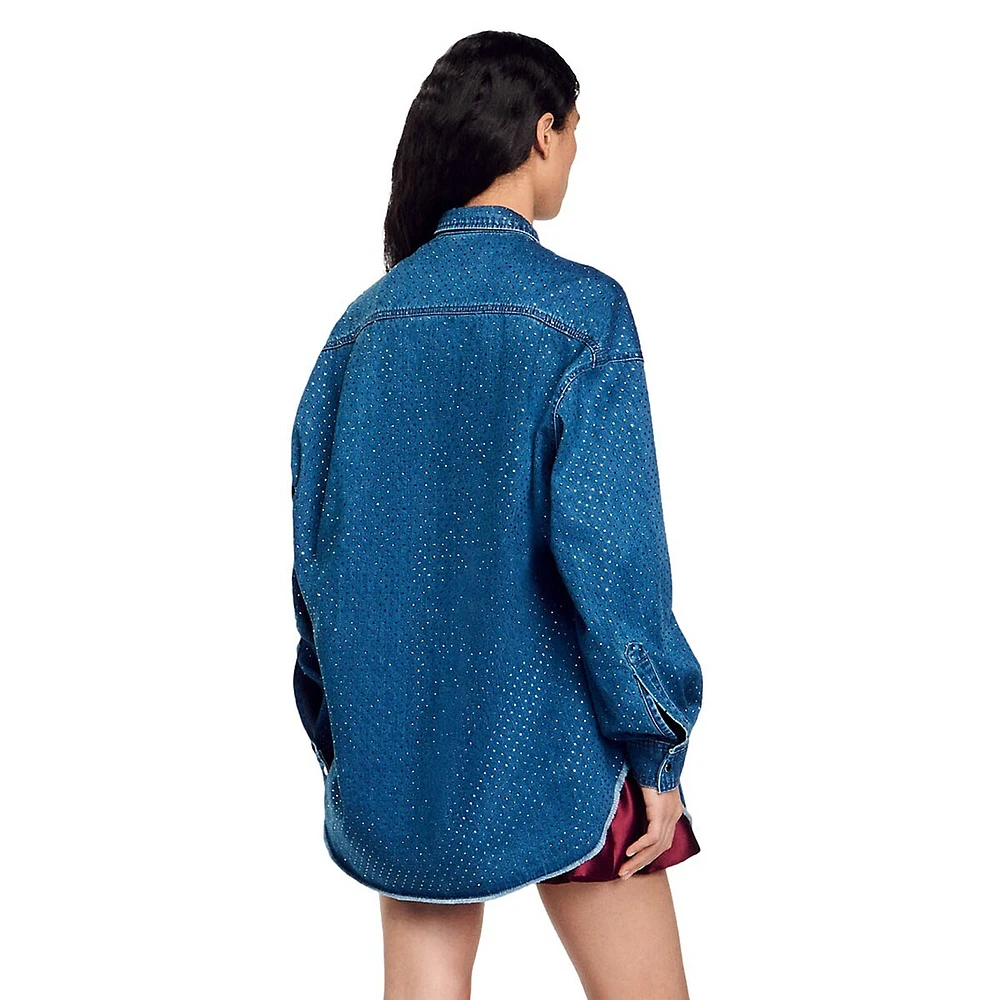 Bluemoon Oversized Embellished Denim Shirt