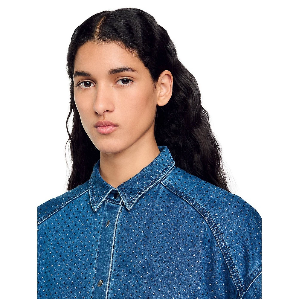 Bluemoon Oversized Embellished Denim Shirt