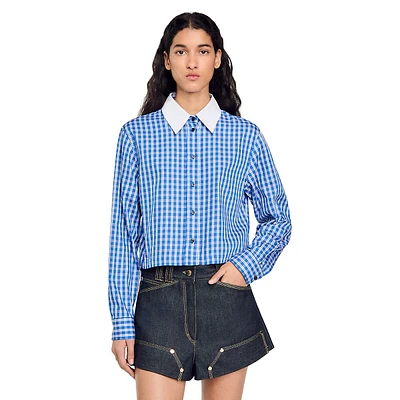 Checkmate Long-Sleeve Cropped Shirt