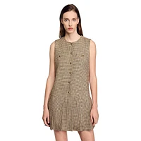 Yale Micro-Houndstooth Drop-Waist Dress