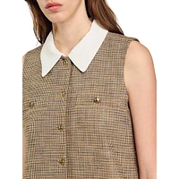 Yale Micro-Houndstooth Drop-Waist Dress