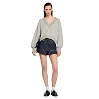 Theophile V-Neck Oversized Cropped Sweatshirt