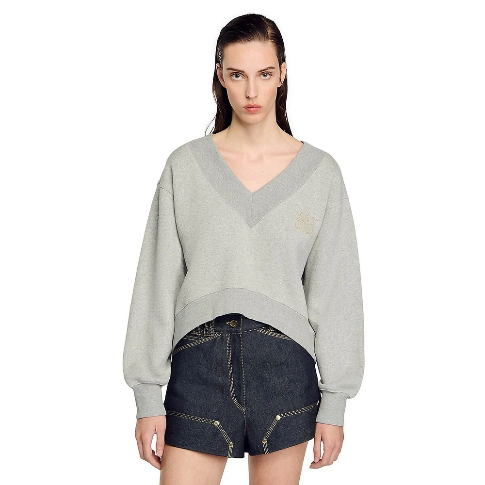 Theophile V-Neck Oversized Cropped Sweatshirt