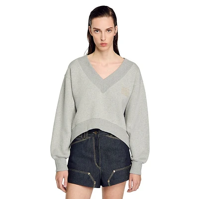 Theophile V-Neck Oversized Cropped Sweatshirt