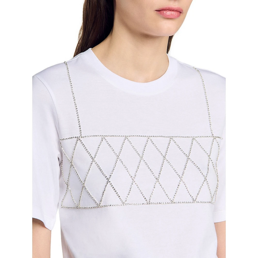 Rhinestone-Patterned T-Shirt