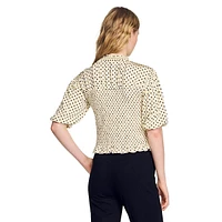 Racine Dotted & Shirred Top