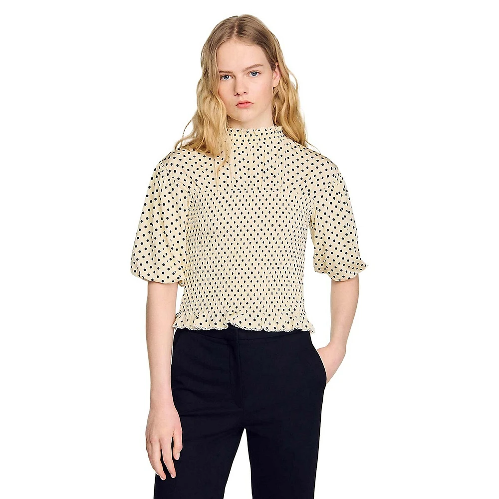 Racine Dotted & Shirred Top