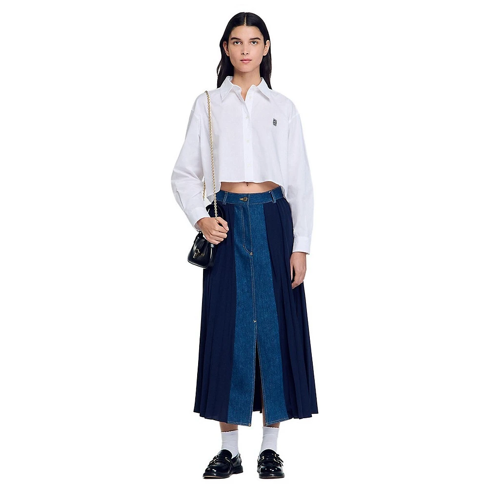 Julia Mixed Media Midi Skirt