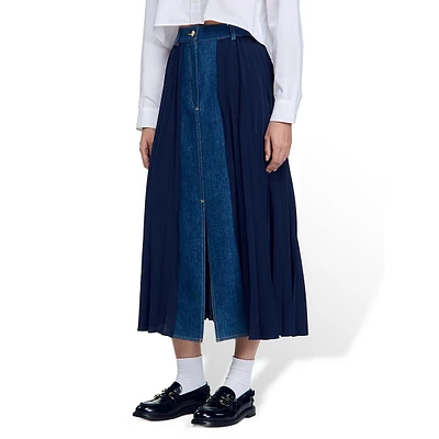 Julia Mixed Media Midi Skirt