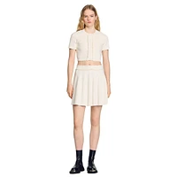 Lol Ruffled Pointelle-Knit Mini Skirt