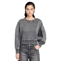 Geode Jewelled-Collar Puff-Sleeve Sweatshirt