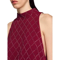 Bijoux Sleeveless Diamond-Pattern Mini Dress