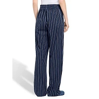 Wightfall Rhinestone Striped Wide-Leg Drawstring Pants