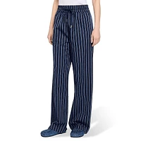 Wightfall Rhinestone Striped Wide-Leg Drawstring Pants